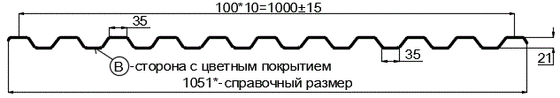 Фото: Профнастил С21 х 1000 - B RETAIL (ПЭ-01-3005-СТ) в Старой Купавне