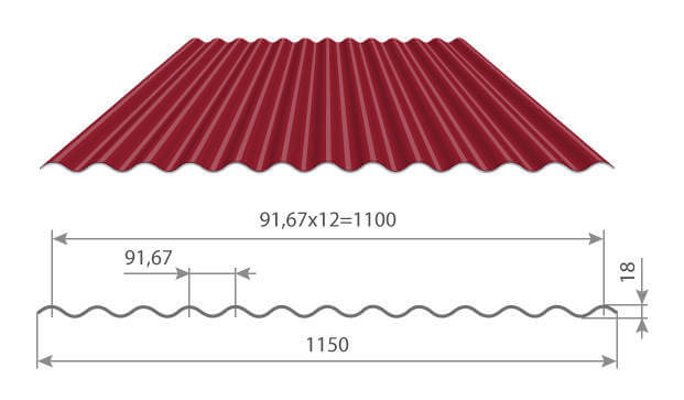 Профнастил МП18 х 1100 - A (ECOSTEEL_MA-12-Античный Дуб-0.45) в Старой Купавне