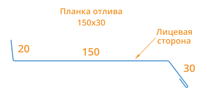 Планка отлива 150х30х2000 (ECOSTEEL-01-Сосна-0.5) в Старой Купавне