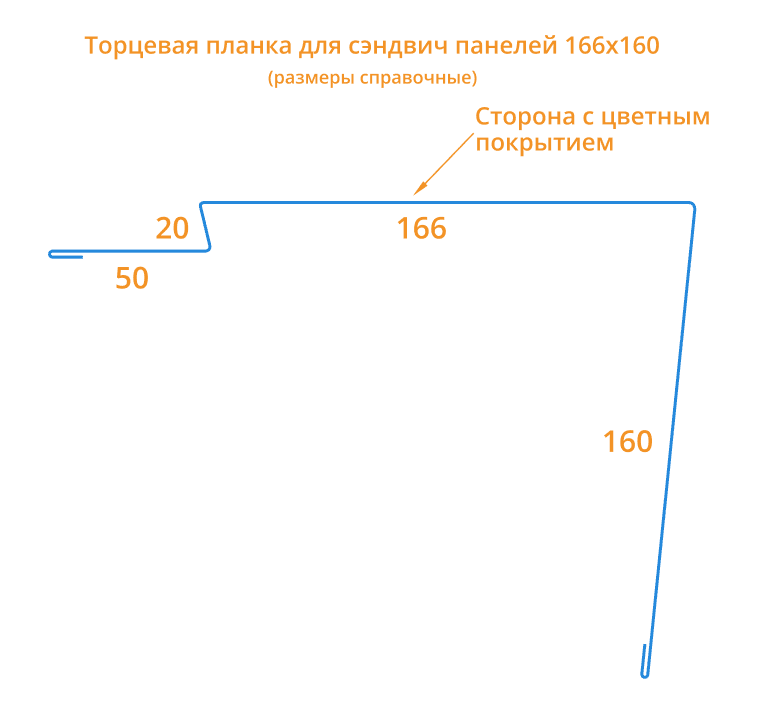 Торцевая планка для сэндвич панелей 166х160х2000 Фасонное изделие (ПЭ-01-9003-0.45) в Старой Купавне