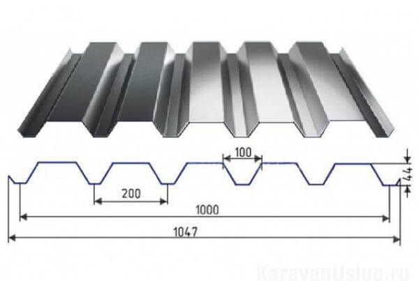 Профнастил С44 х 1000 - A (MattMP-20-7024-0.5) в Старой Купавне